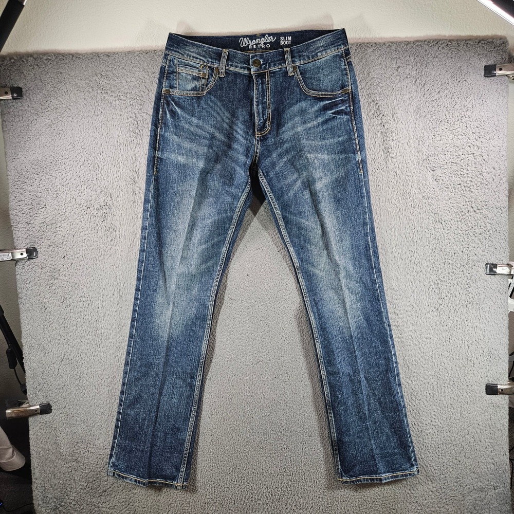 Wrangler Retro Slim Boot Mens Jeans 31x34 Medium‎ Wash Denim 10WLT77LY